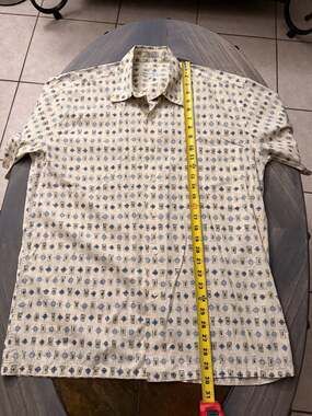 Burma Bibas 100% Cotton Geometric Print Short Sleeve Shirt Men's Medium